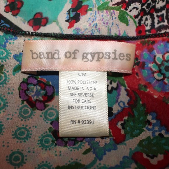 Band of Gypsies Short Kimono Red/Green/Blue Size S/M - Picture 8 of 9